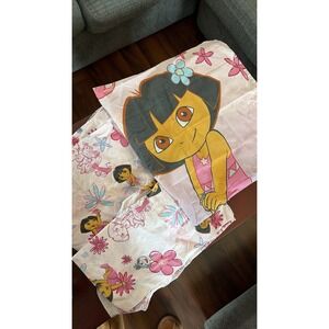 Vintage 2007 Dora the Explorer Bedding Set Twin Fitted Flat Sheet Pillowcase 3pc